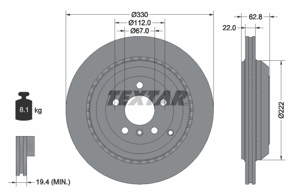 92150900 TEXTAR Тормозной диск (фото 1)