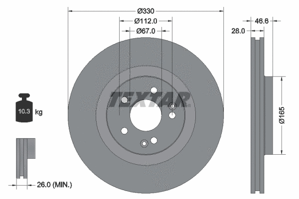 92151003 TEXTAR Тормозной диск (фото 1)