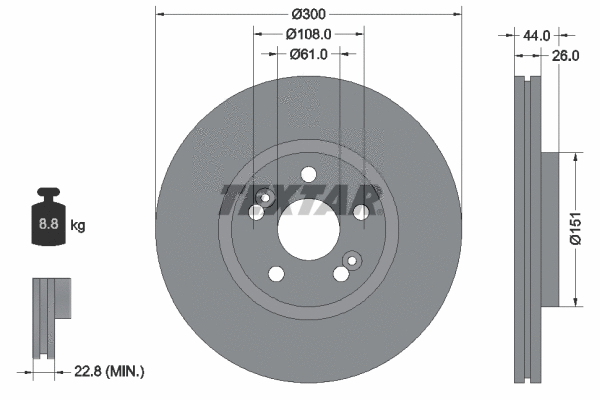 92151503 TEXTAR Тормозной диск (фото 1)