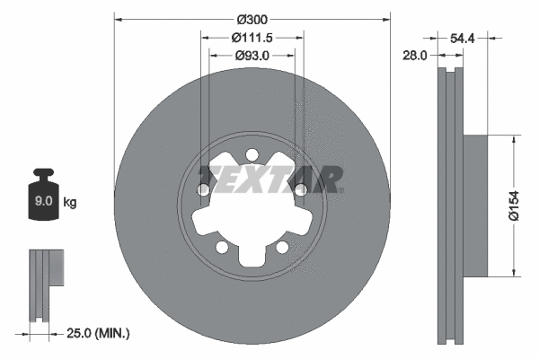 92151900 TEXTAR Тормозной диск (фото 1)