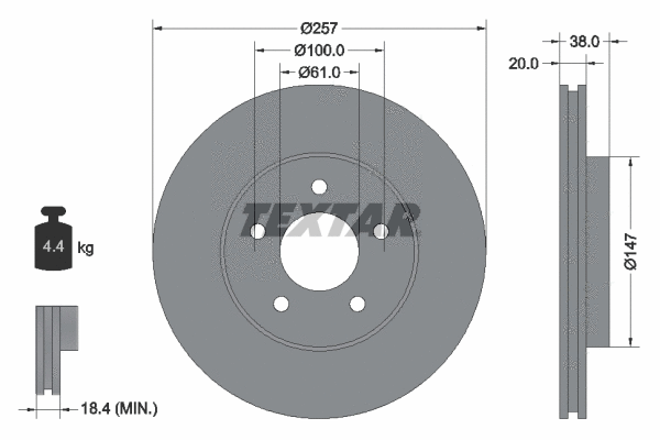 92152403 TEXTAR Тормозной диск (фото 1)