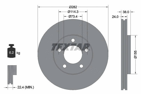 92153100 TEXTAR Тормозной диск (фото 1)