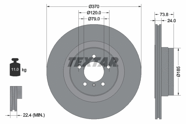 92155203 TEXTAR Тормозной диск (фото 1)