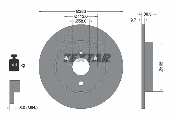 92155500 TEXTAR Тормозной диск (фото 1)
