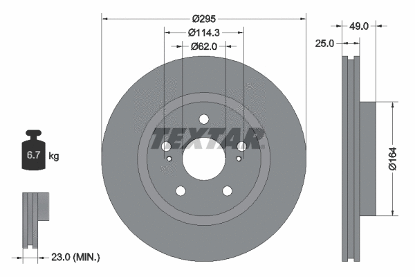 92156500 TEXTAR Тормозной диск (фото 1)