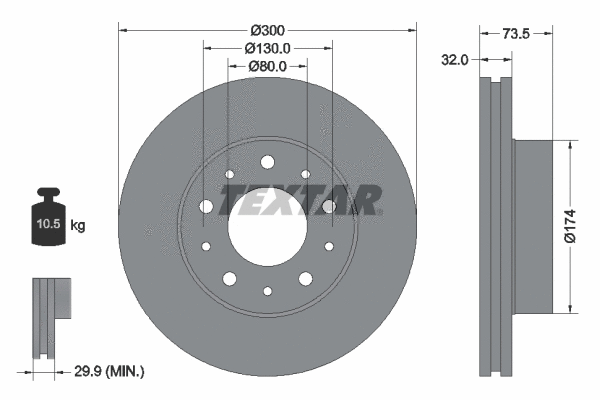 92157300 TEXTAR Тормозной диск (фото 1)