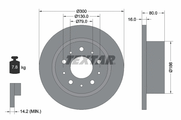 92157600 TEXTAR Тормозной диск (фото 1)
