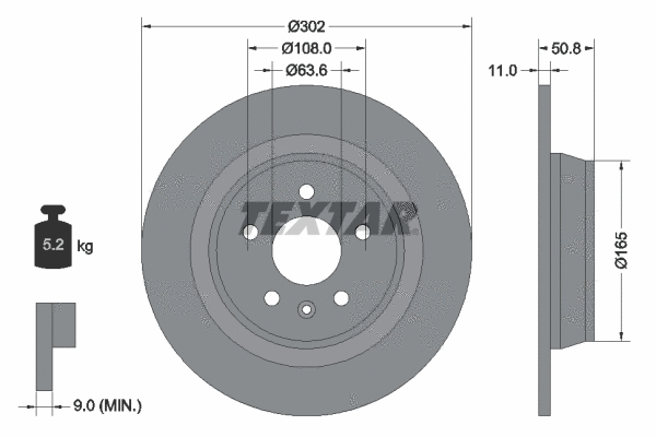 92159305 TEXTAR Тормозной диск (фото 1)