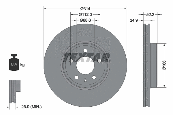 92159903 TEXTAR Тормозной диск (фото 1)
