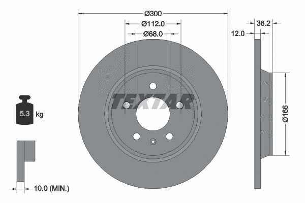 92160103 TEXTAR Тормозной диск (фото 1)