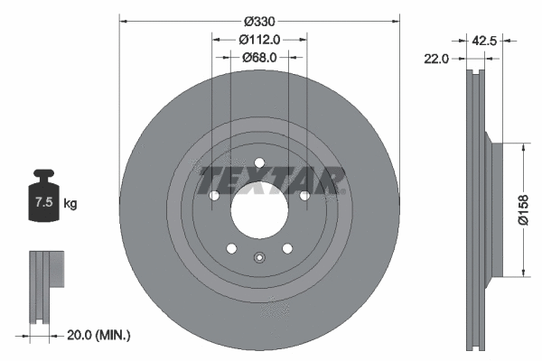 92160405 TEXTAR Тормозной диск (фото 1)
