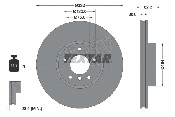92160803 TEXTAR Тормозной диск (фото 1)