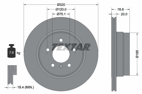92161105 TEXTAR Тормозной диск (фото 1)