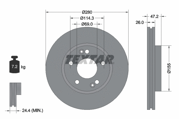 92161603 TEXTAR Тормозной диск (фото 1)