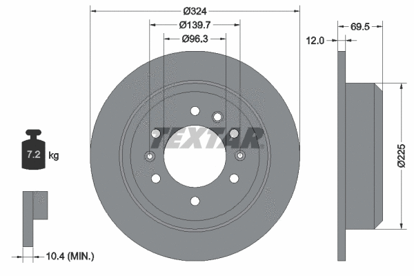 92161800 TEXTAR Тормозной диск (фото 1)