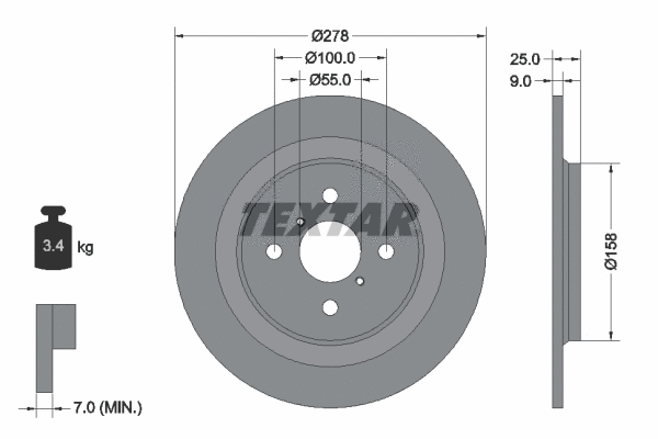 92161900 TEXTAR Тормозной диск (фото 1)
