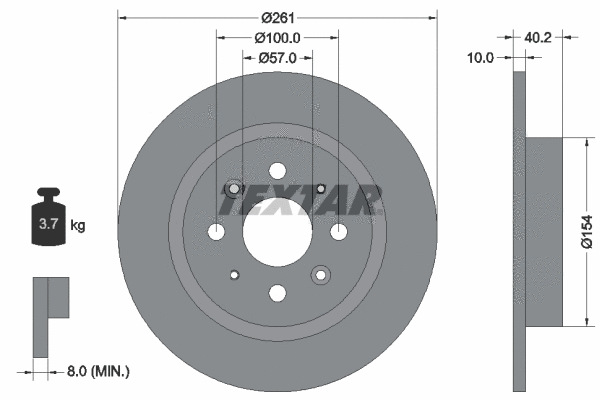 92162200 TEXTAR Тормозной диск (фото 1)