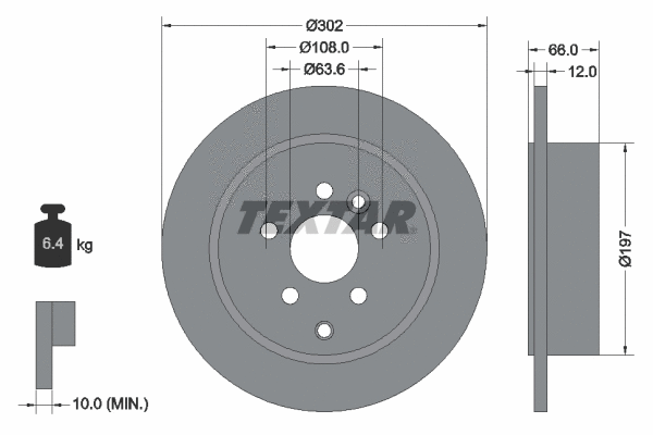 92162700 TEXTAR Тормозной диск (фото 1)