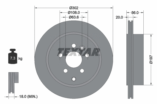92162803 TEXTAR Тормозной диск (фото 1)