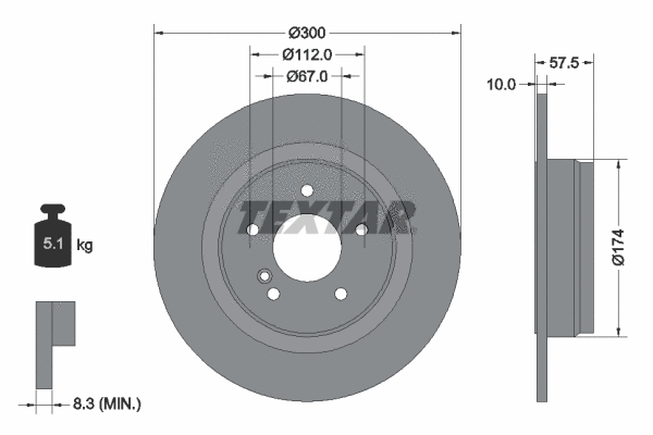 92163303 TEXTAR Тормозной диск (фото 1)