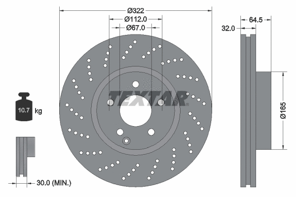 92163403 TEXTAR Тормозной диск (фото 1)