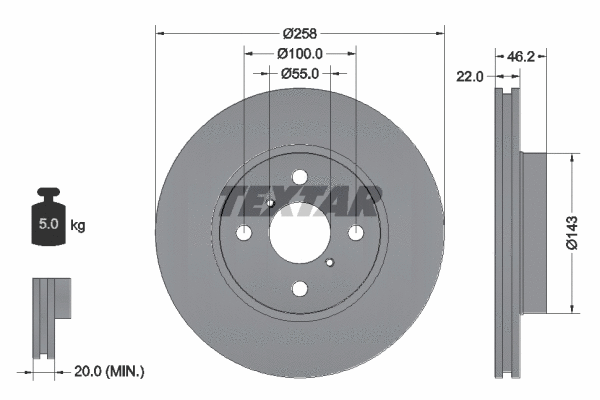 92164203 TEXTAR Тормозной диск (фото 1)