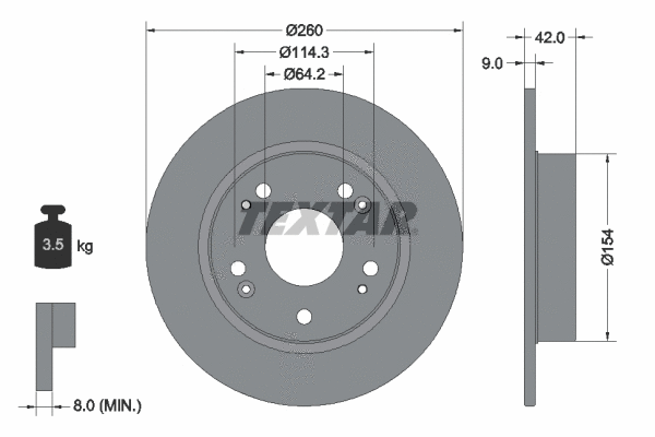 92164300 TEXTAR Тормозной диск (фото 1)