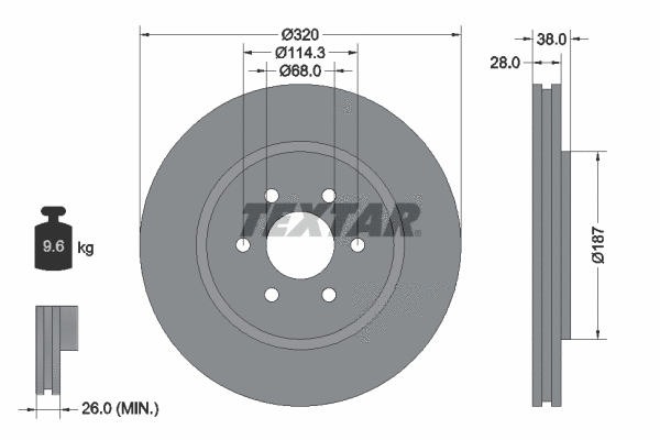 92164403 TEXTAR Тормозной диск (фото 1)