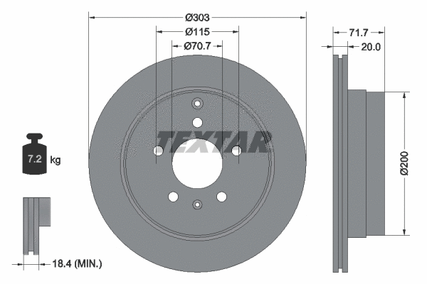 92165503 TEXTAR Тормозной диск (фото 1)