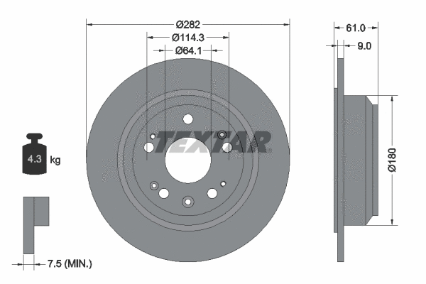 92165803 TEXTAR Тормозной диск (фото 1)