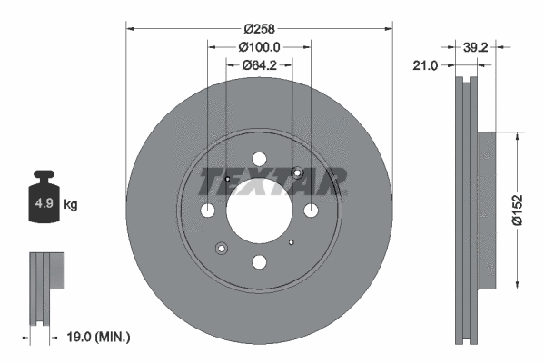 92165903 TEXTAR Тормозной диск (фото 1)