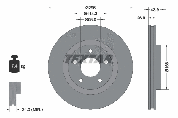 92167403 TEXTAR Тормозной диск (фото 1)