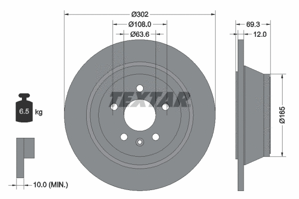 92168400 TEXTAR Тормозной диск (фото 1)
