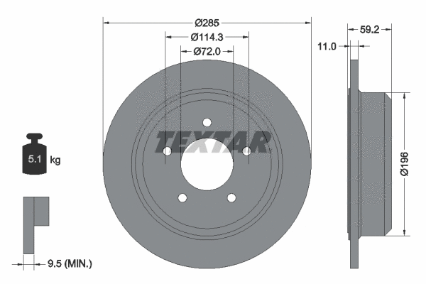 92169403 TEXTAR Тормозной диск (фото 1)