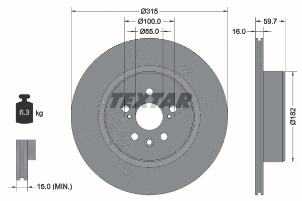 92169503 TEXTAR Тормозной диск (фото 1)