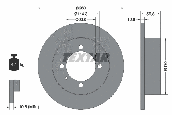92169603 TEXTAR Тормозной диск (фото 1)