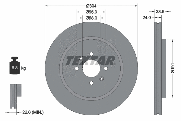 92170203 TEXTAR Тормозной диск (фото 1)