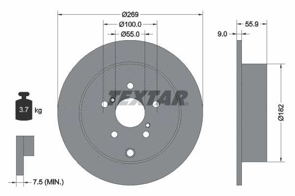 92170403 TEXTAR Тормозной диск (фото 1)