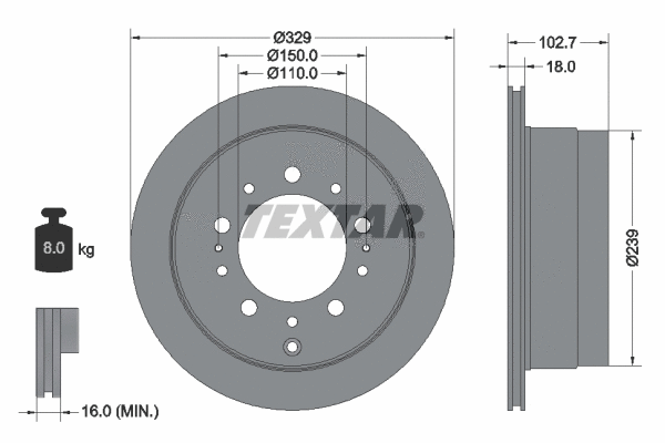 92172803 TEXTAR Тормозной диск (фото 1)