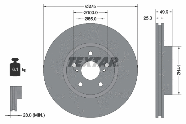 92173103 TEXTAR Тормозной диск (фото 1)