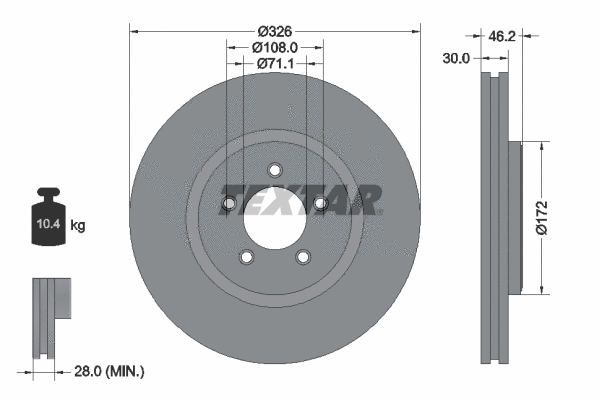 92173503 TEXTAR Тормозной диск (фото 1)