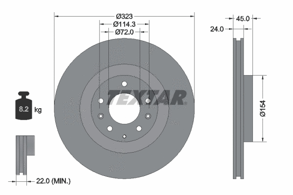 92174403 TEXTAR Тормозной диск (фото 1)