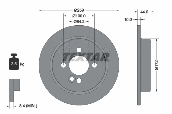 92175000 TEXTAR Тормозной диск (фото 1)