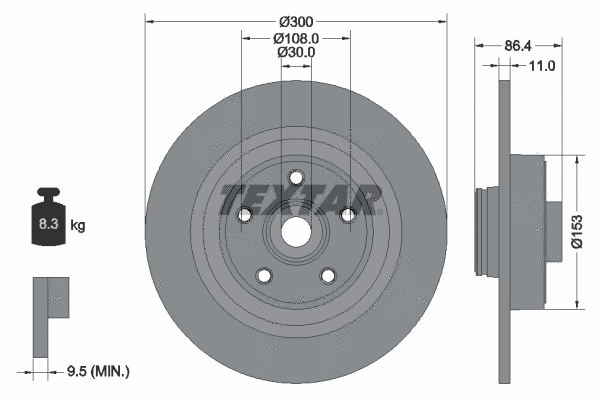 92175700 TEXTAR Тормозной диск (фото 1)
