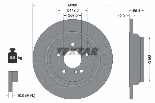 92176500 TEXTAR Тормозной диск (фото 1)