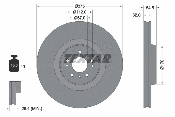 92176603 TEXTAR Тормозной диск (фото 1)