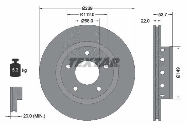 92176803 TEXTAR Тормозной диск (фото 1)