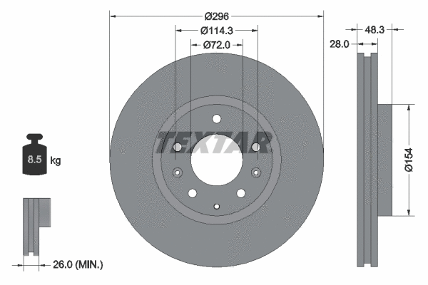 92180803 TEXTAR Тормозной диск (фото 1)
