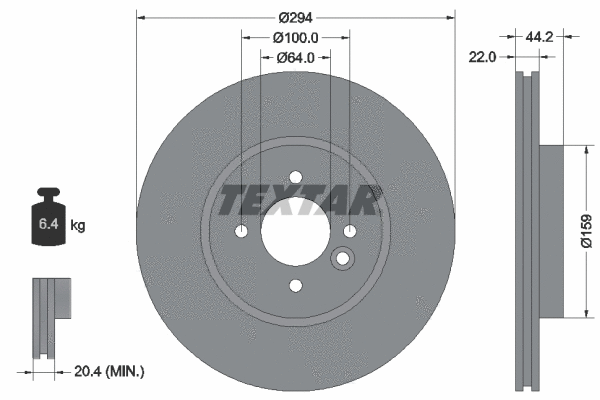 92183600 TEXTAR Тормозной диск (фото 1)