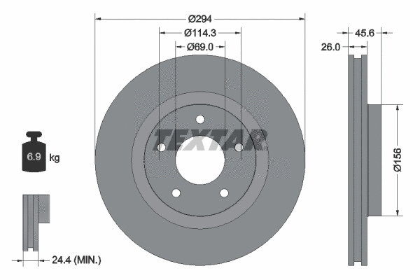 92184405 TEXTAR Тормозной диск (фото 1)